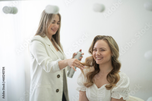 make-up salon  doing some procedures to a female face