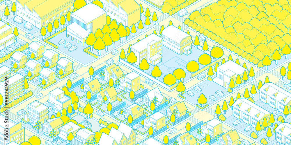 Fototapeta premium 街並みの立体図. 都市の景観. 