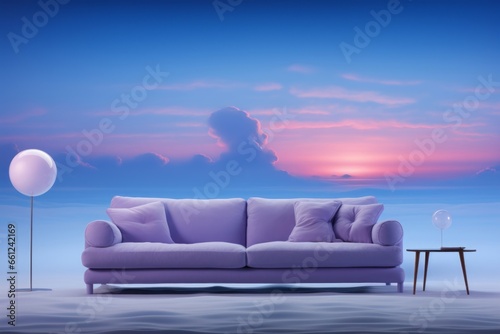 爽やかな空とソファ,Generative AI AI画像 © beeboys