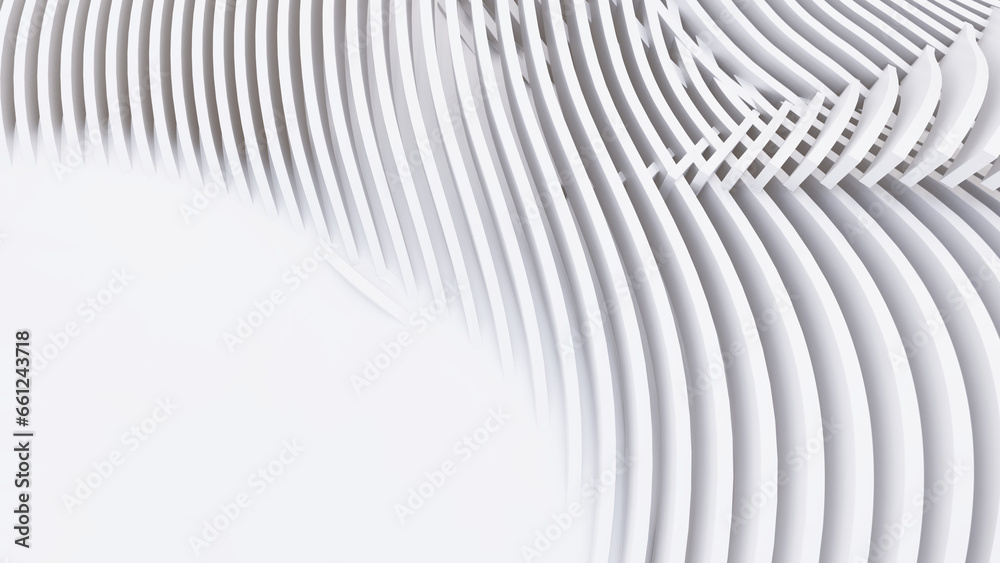 Abstract Curved Shapes. White Circular Background.