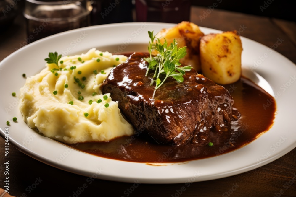 Rheinischer Sauerbraten: A Mouthwatering, Tangy German Delicacy, Slow-Cooked to Tender Perfection with Aromatic Spices and Savory Gravy Rheinischer Sauerbraten: A Mouthwatering, Tangy German Delicacy, Slow-Cooked to Tender Perfection with Aromatic Spices and Savory Gravy