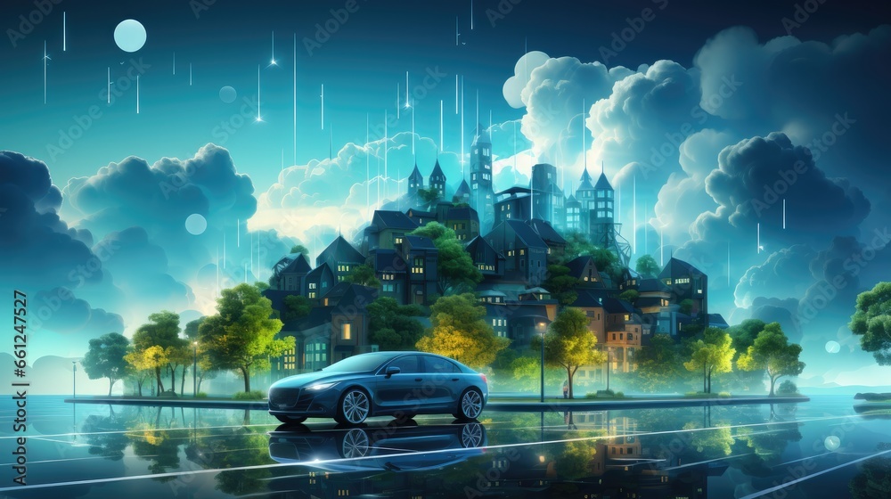Social Networking City And Town With Automation Car On The World social-networking-city-and-town-with-automation-car-on-the-world
