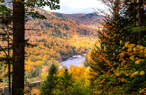 Breathtaking Fall Colors from Viewpoint Along the L'Eperon Trail in Jacques-Cartier National Park  © chiyacat