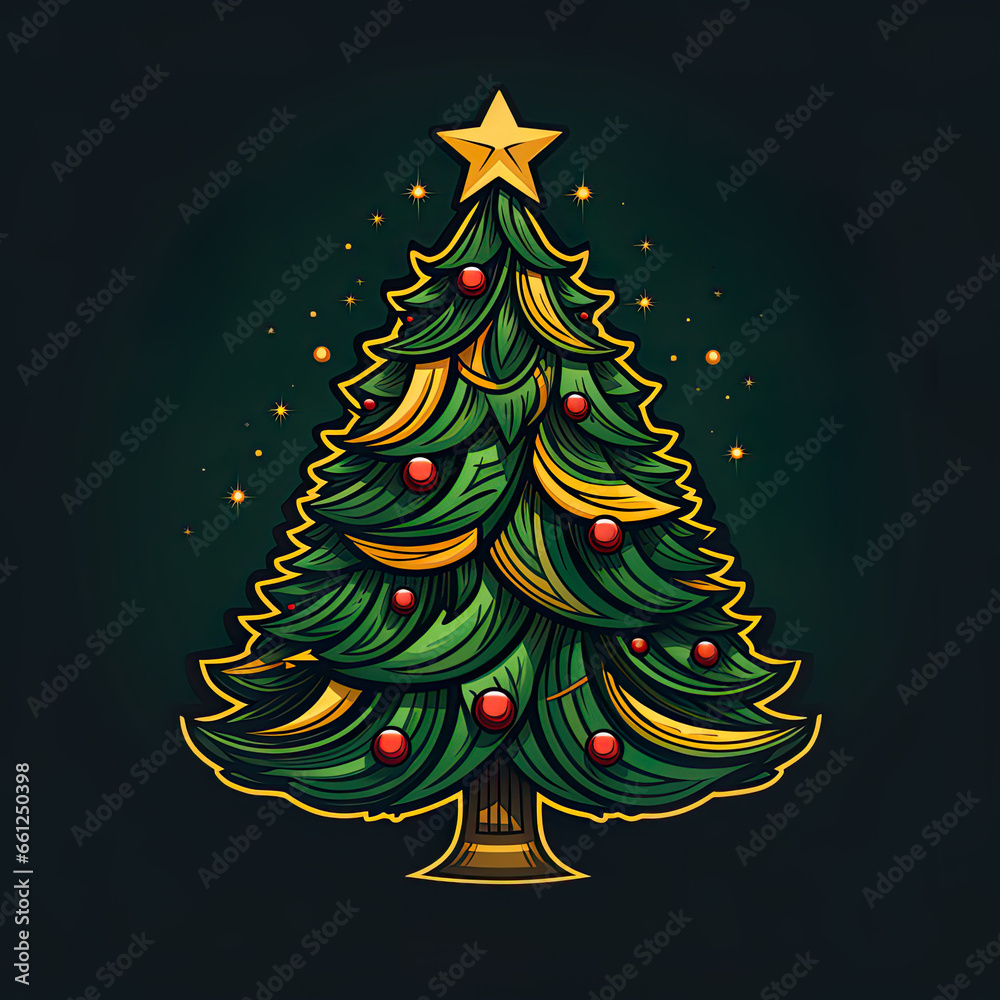 Festive tree isolated on a background.