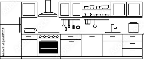 Modern kitchen sketch drawing