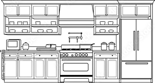 Modern kitchen sketch drawing