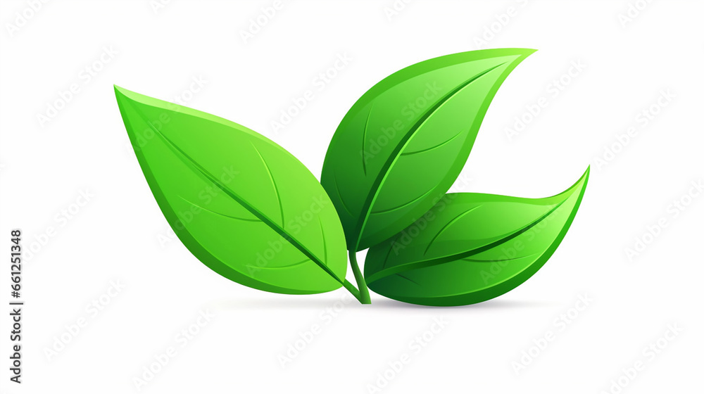Green Leaves Vector Icon Design on White Background Green Leaves Vector Icon Design on White Background