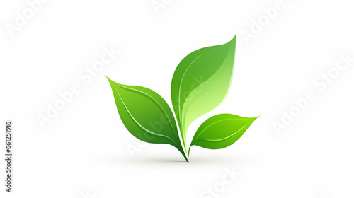 Green Leaves Vector Icon Design on White Background