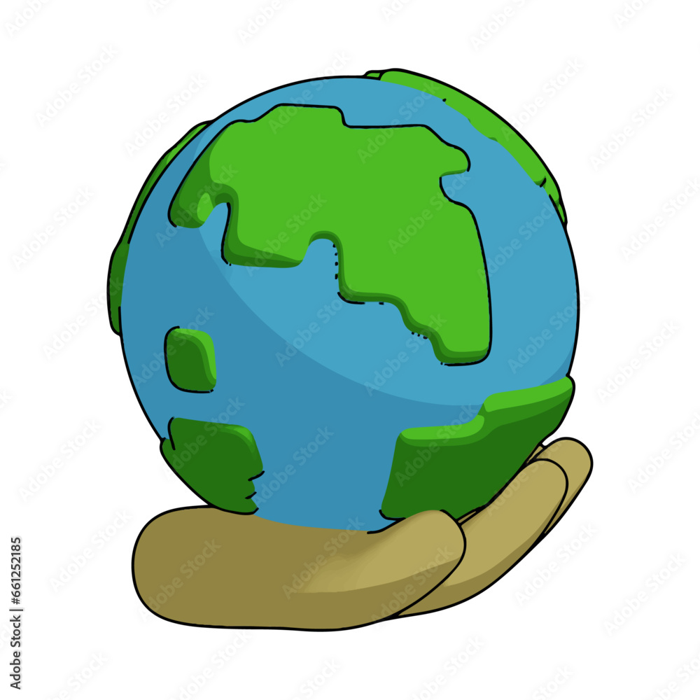 Love Earth Day cartoon illustration icon Earth Hand Love Earth Day cartoon illustration icon Earth Hand
