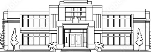 School building drawing outline