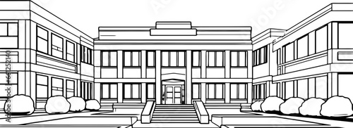 School building drawing outline