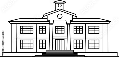 School building drawing outline