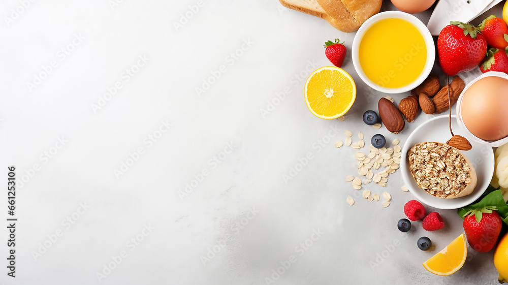 Perfect Healthy breakfast ingredients food frame