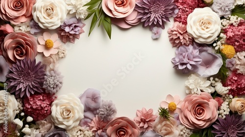 Wallpaper Mural Creative layout made of flowers and leaves with paper card note
 Torontodigital.ca