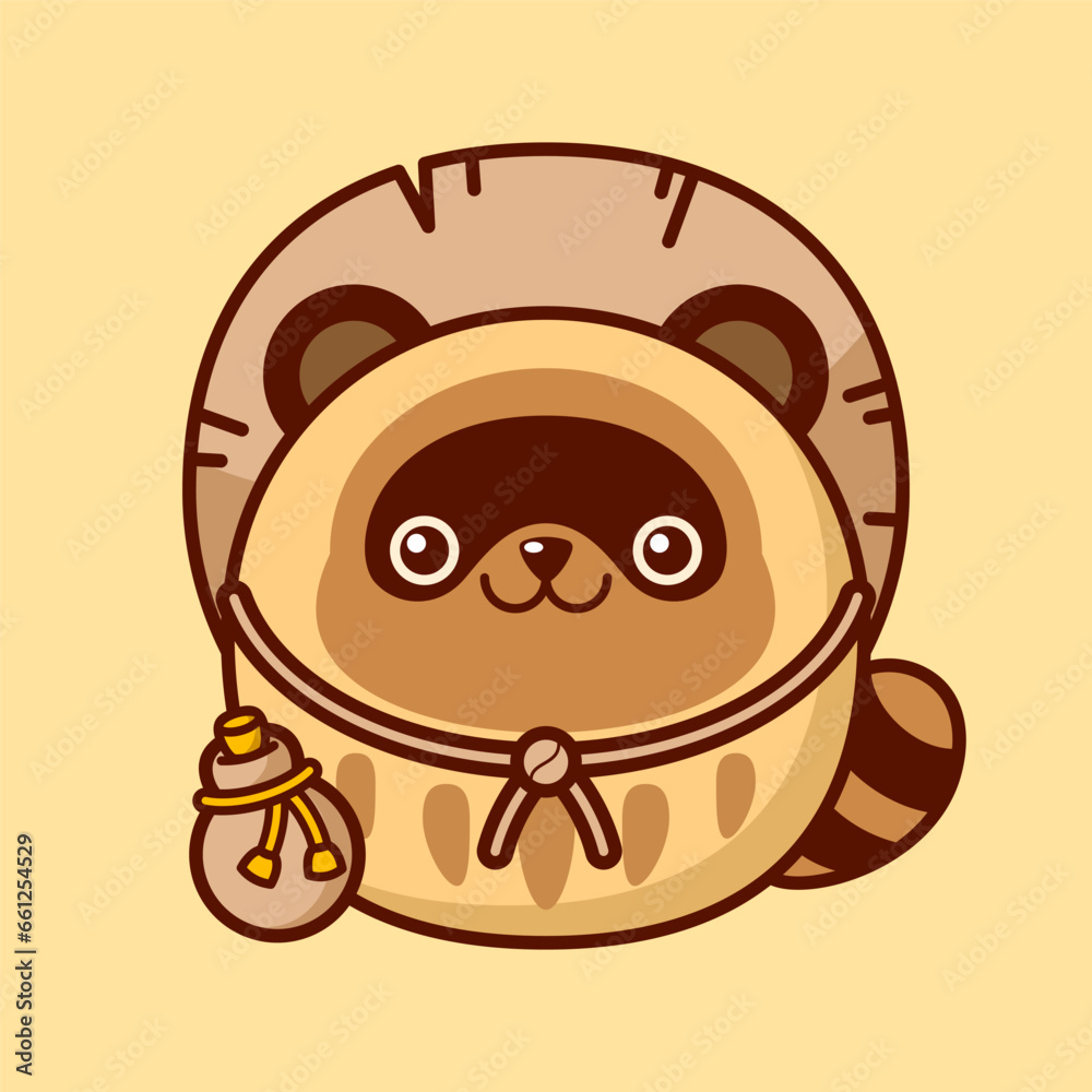 Cute And Kawaii Style Japanese Daruma Doll Tanuki Raccoon Dog Cute And Kawaii Style Japanese Daruma Doll Tanuki Raccoon Dog