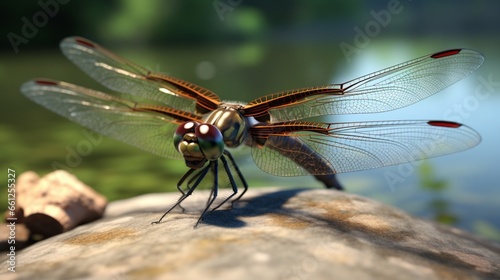 3d real dragonfly.Generative AI © sudipdesign