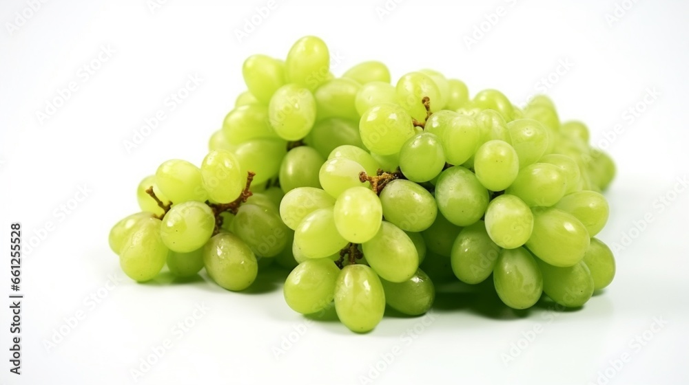Bunch of green grapes white background.Generative AI Bunch of green grapes white background.Generative AI