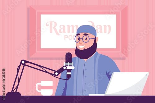 Ramadan podcast radio concept illustration