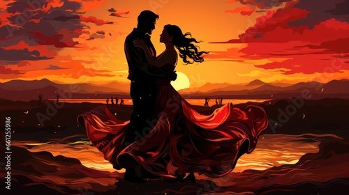 Passionate Flamenco Dance by Hispanic Couple at Sunset