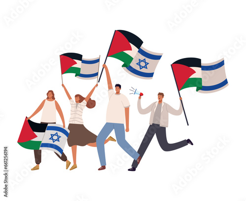 israel and palestine war , people protesting for peace