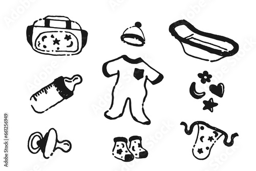 Baby Elements set Handdrawn photo
