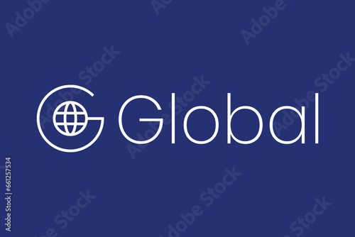 abstract letter G global globe earth planet line logo design
