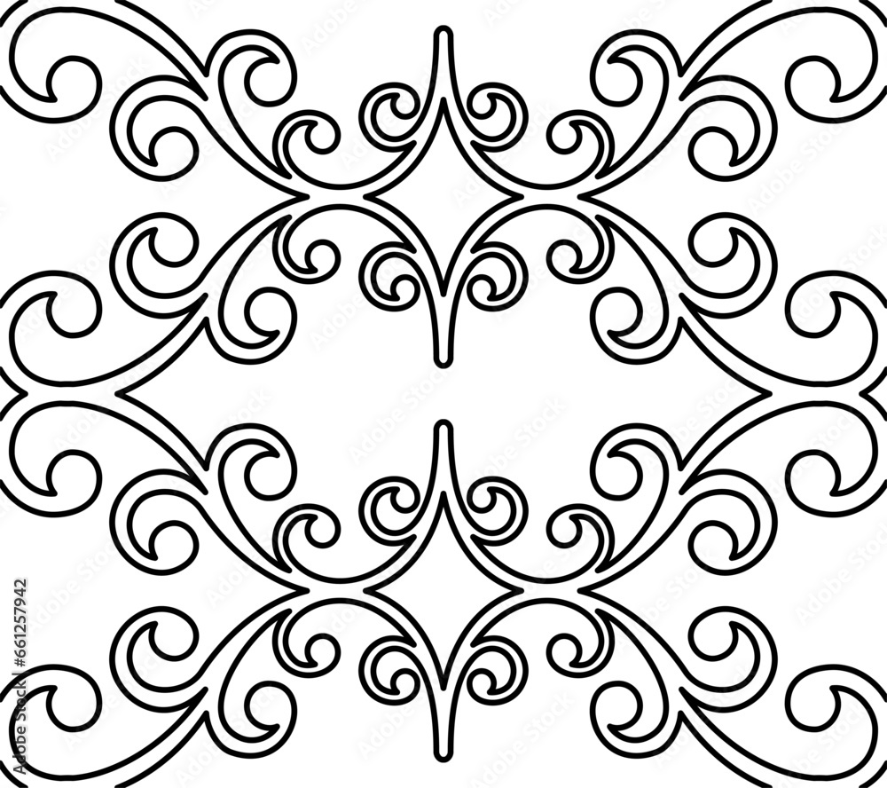 Oriental vector ornament with arabesques and floral elements. Traditional classic black and white ornament. Vintage pattern with arabesques