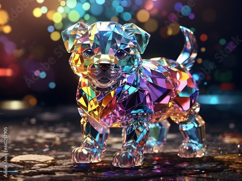 Rainbow Crystal Puppy Sculpture