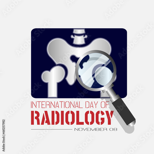 International Day of Radiology with view x-ray images with a magnifying glass