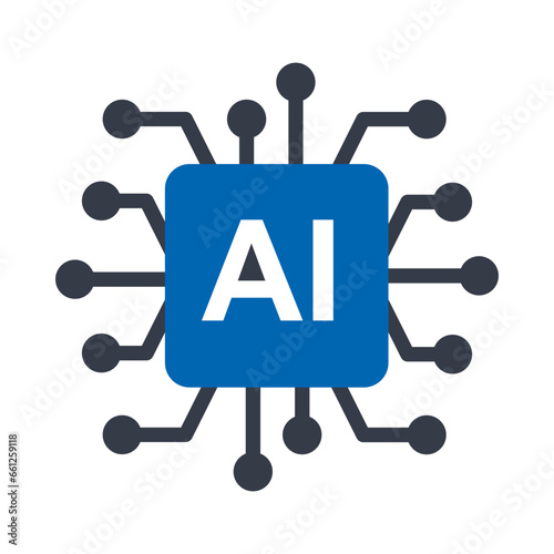 Artificial Intelligence Blue Icon Vector Illustration | Marketing And SEO Icon