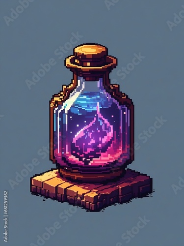 potion in a bottle, pixel art. AI generated