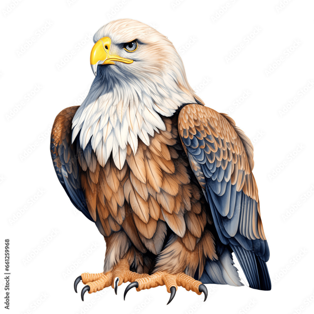 Obraz premium A brave and charismatic eagle. Graphic material about birds. Generative AI