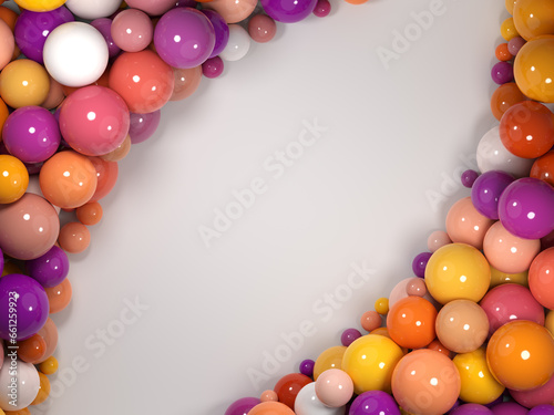 abstract background with many colorful balls and space for text.