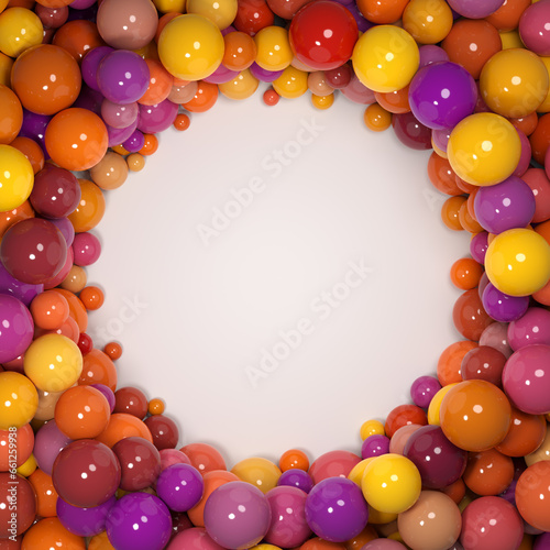 abstract background with many colorful balls and space for text.