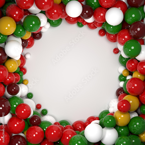 abstract background with many colorful balls and space for text.