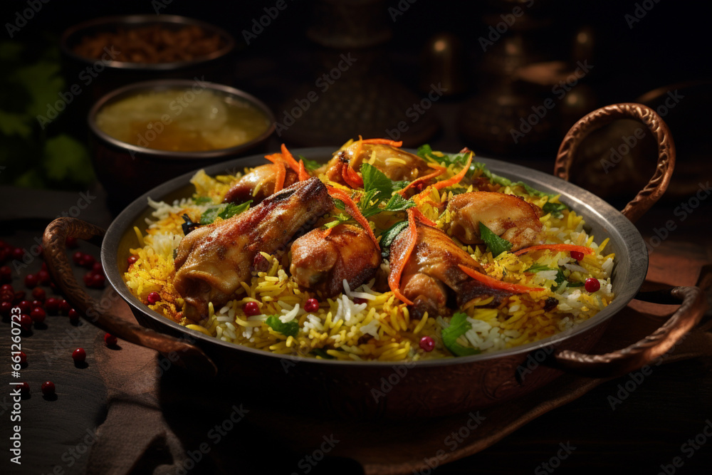 Chicken Biryani Indian food Photography, generative ai