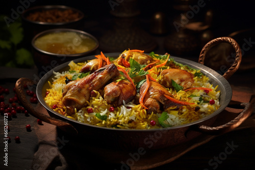 Chicken Biryani Indian food Photography, generative ai