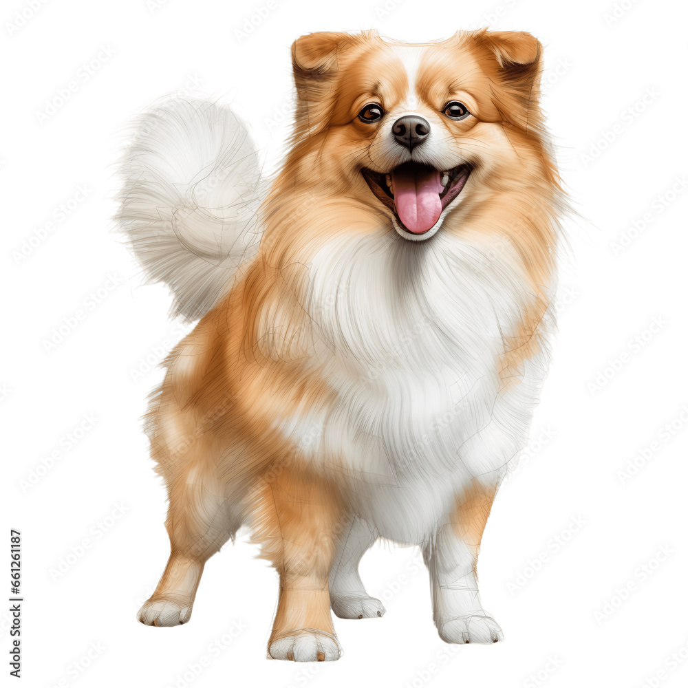 Such an adorable, cute Pomeranian. Graphic material about dogs. Generative AI.