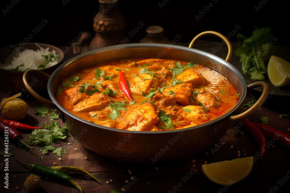Indian Fish Curry Indian food Photography, generative ai