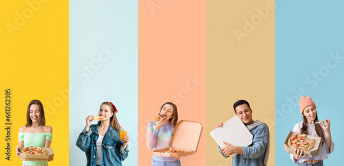 Set of people with tasty pi...