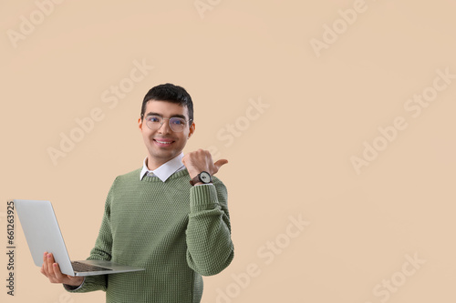 Young man in eyeglasses wit...