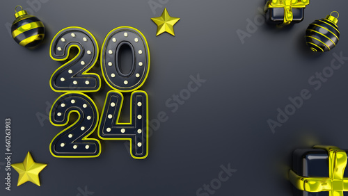 New Year 2024 Flat Lay Background