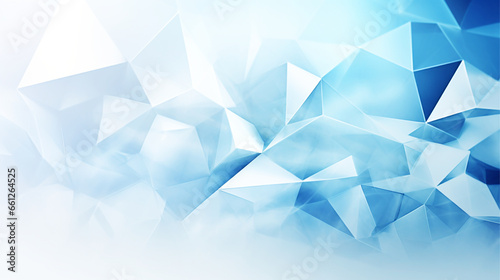 Abstract geometric white and blue color background with polygon, low poly pattern, 3D illustration.