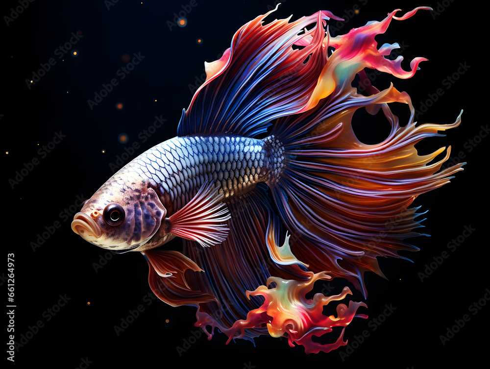 Capture the moving moment of blue siamese fighting fish on black background. colorful Betta fish. Capture the moving moment of blue siamese fighting fish on black background. colorful Betta fish.