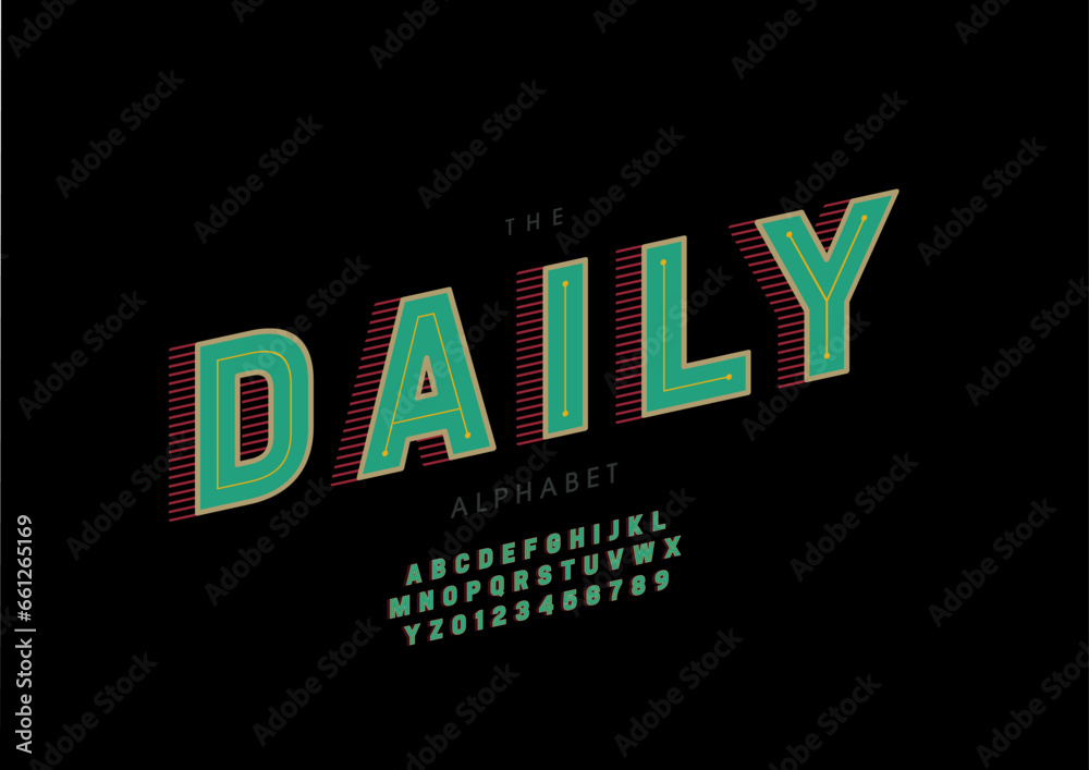 Vector of stylized modern font and alphabet Vector of stylized modern font and alphabet