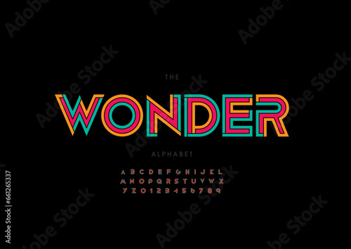 Vector of stylized modern font and alphabet