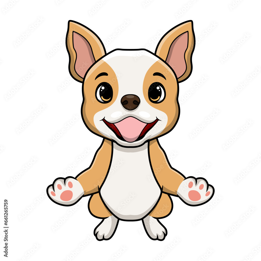 Fototapeta premium Cute little dog cartoon on white background
