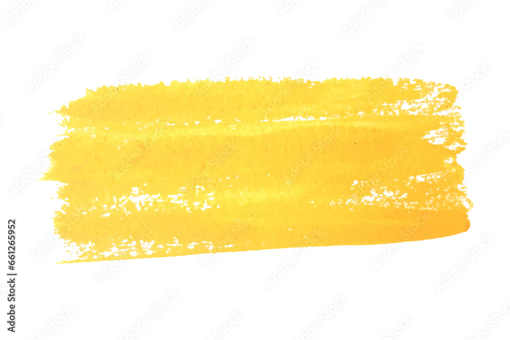Wide yellow watercolor stroke. Spot of yellow paint on a white background.Vector graphics. - obrazy, fototapety, plakaty 