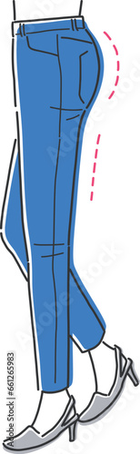 お尻が上がったスタイルの女性イラスト素材