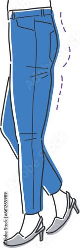 お尻が下がったスタイルの女性イラスト素材